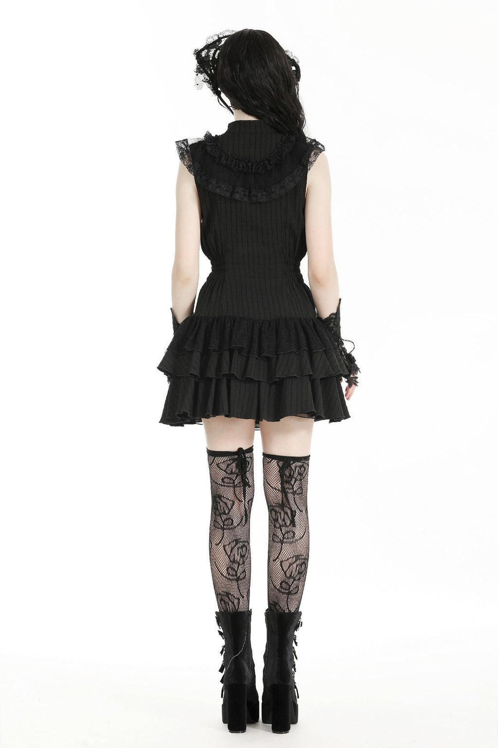 Frilly Sleeveless Doll Shirt Dress