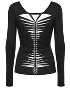 Full Sleeve Ribcage Skeleton Ring Cutout Spine Top