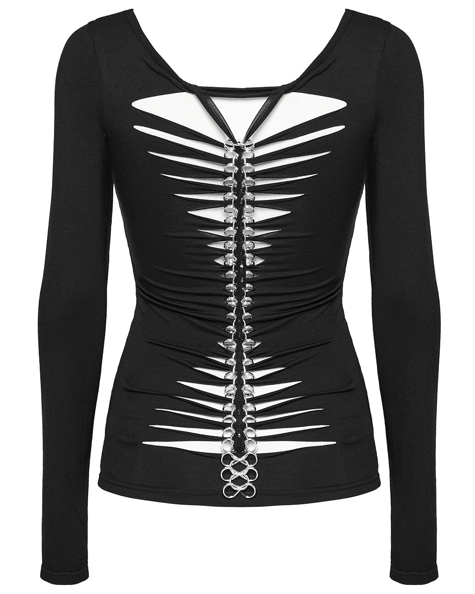 Full Sleeve Ribcage Skeleton Ring Cutout Spine Top