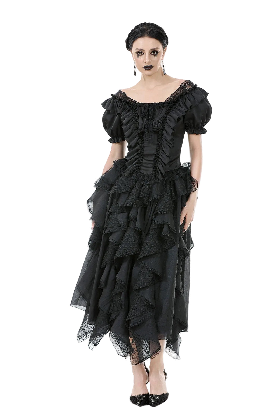Ruffle Pleat Lace Blouse