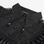 Gothic Crucifix Print Ruffle Blouse