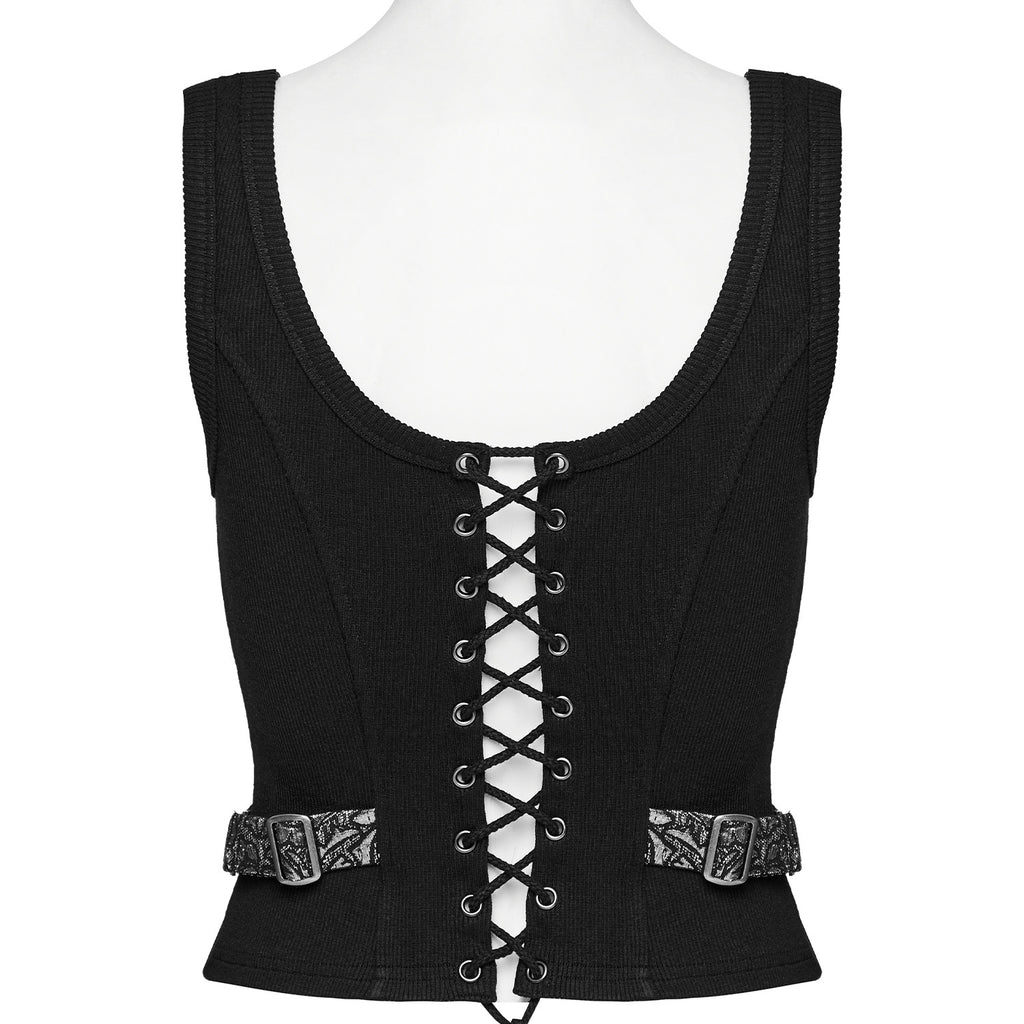 Silver Poison Ivy Corset Buckle Top