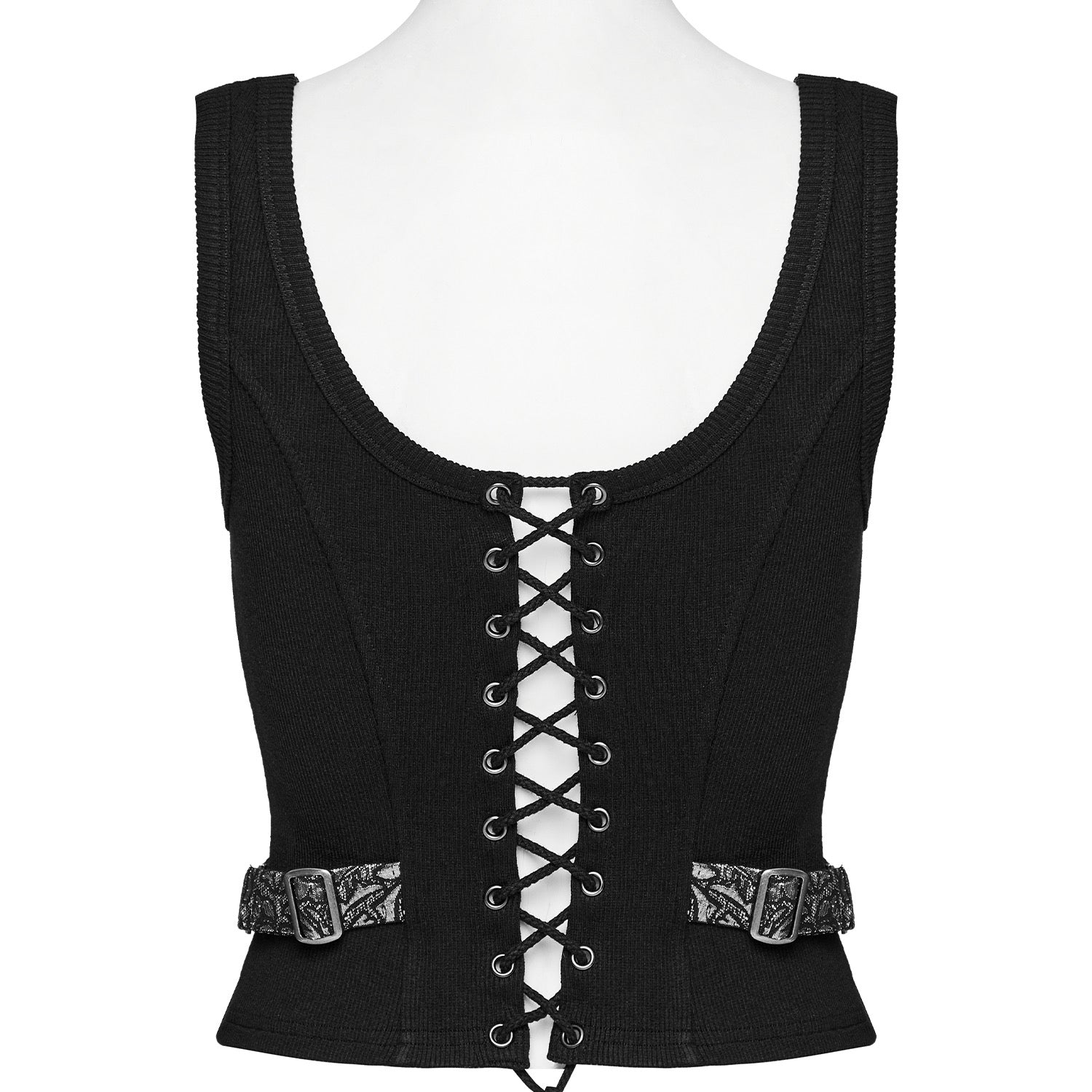 Silver Poison Ivy Corset Buckle Top