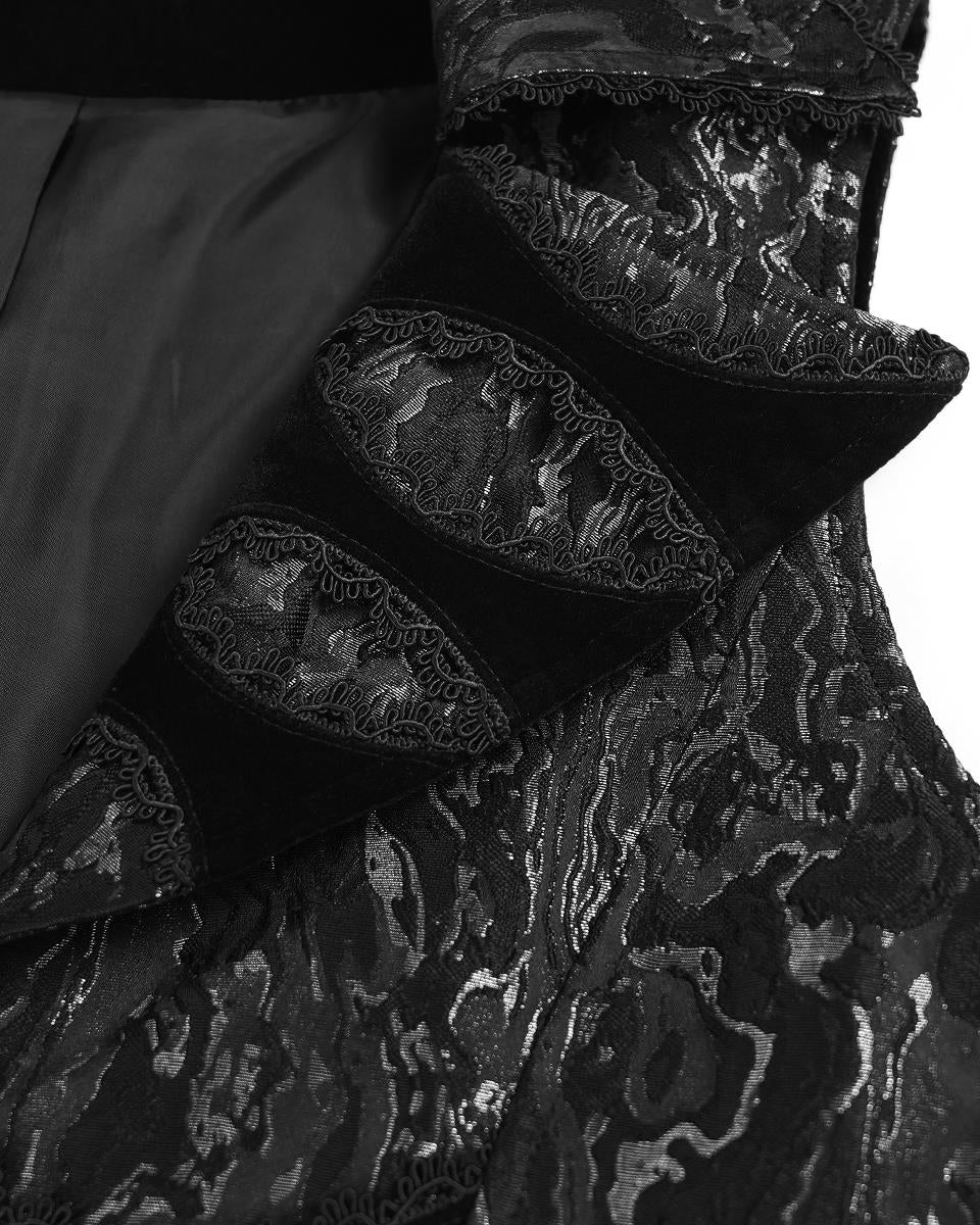 Men’s Jacquard Velvet Tailed Gothic Waistcoat