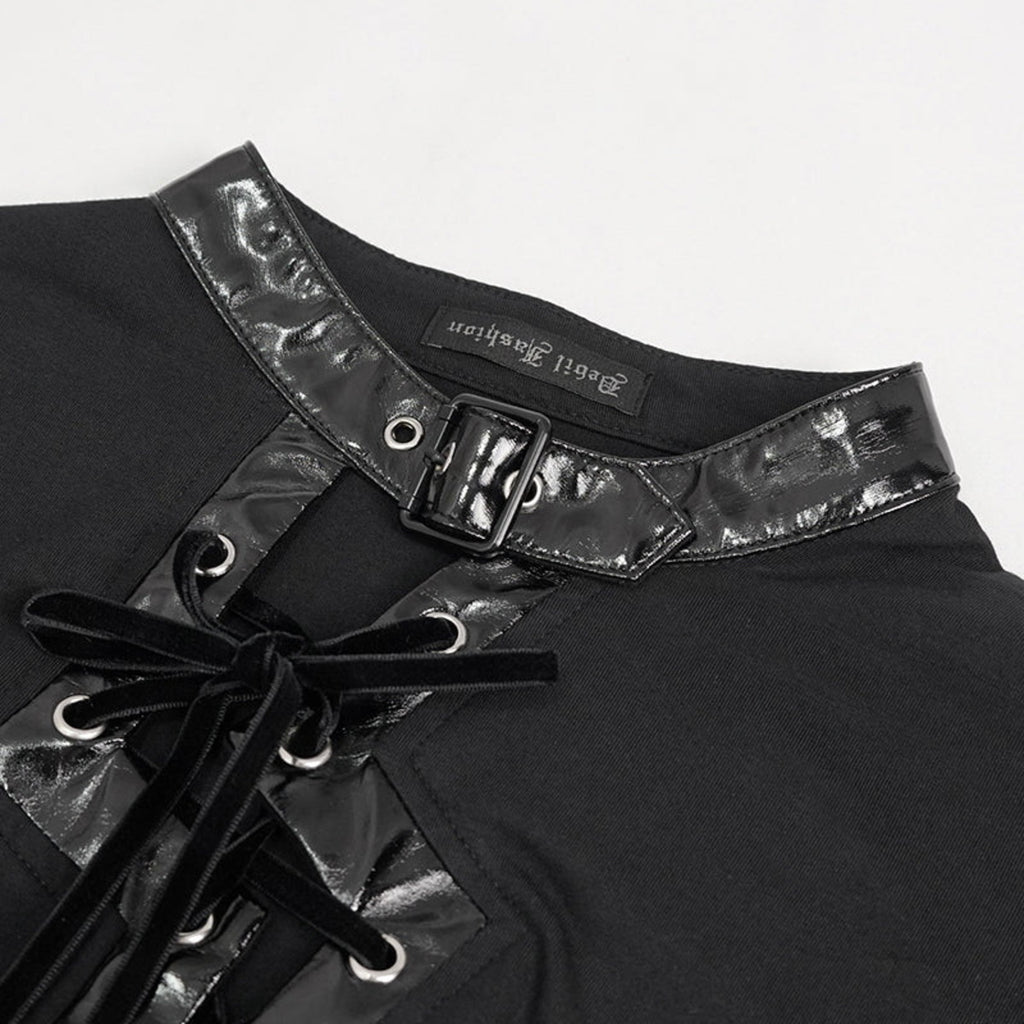 Lightning Bolt Cutout Lace Up Top