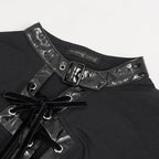 Lightning Bolt Cutout Lace Up Top