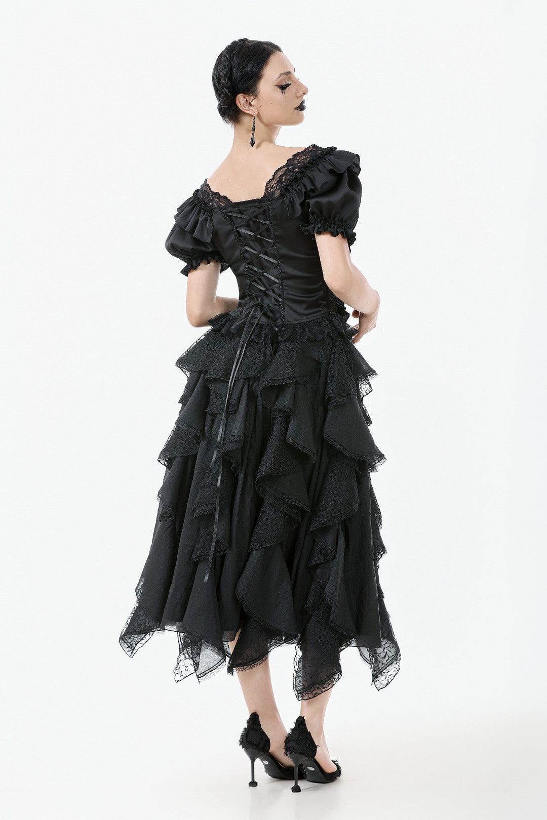Ruffle Pleat Lace Blouse