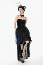 Royal Indigo Velvet Lace Hi-Lo Dress