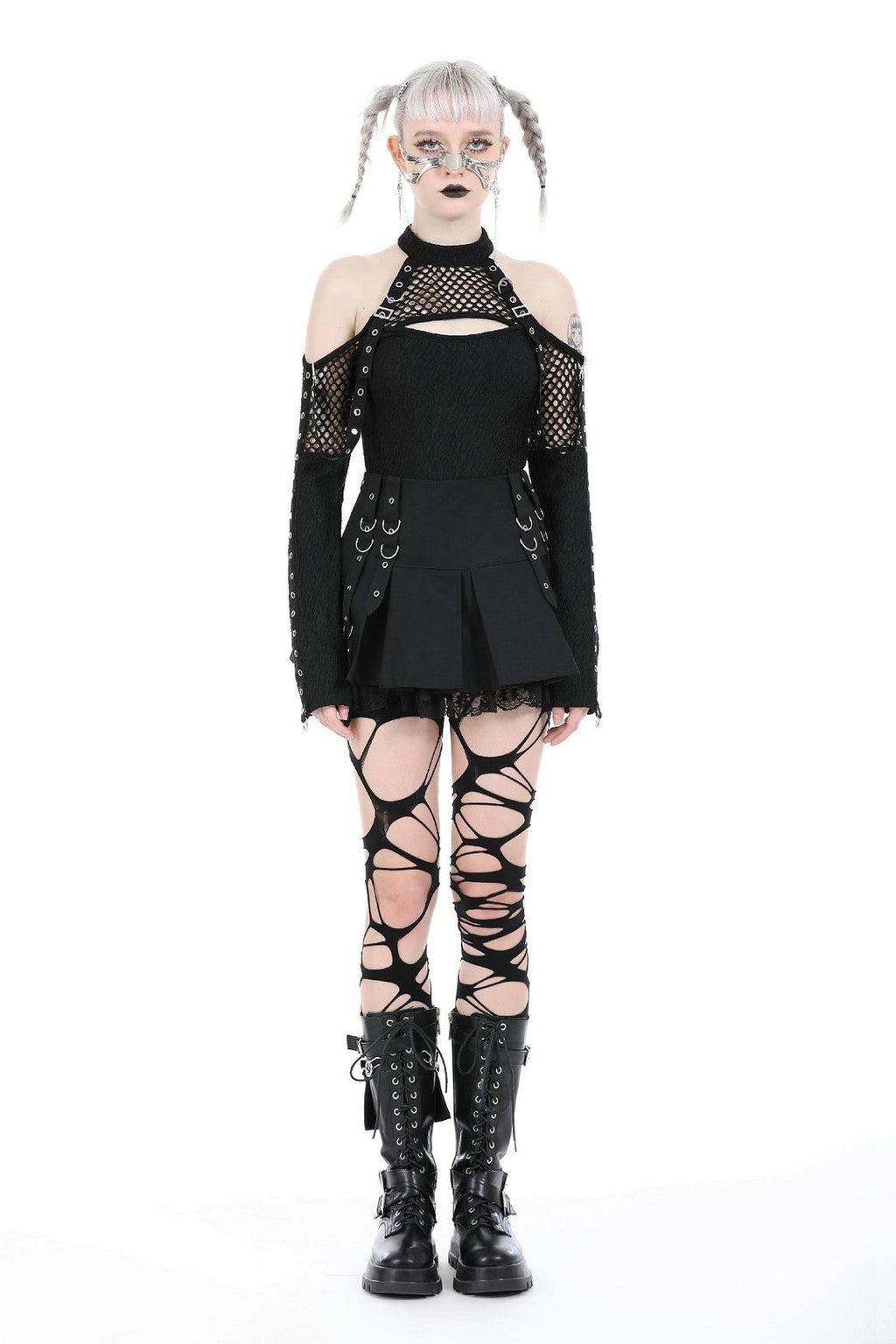 Punk Metal Strap Mini Skirt