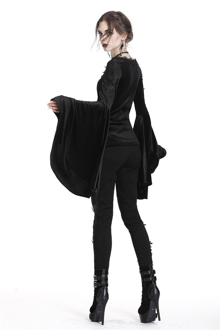 Velvet Big Bat Sleeve Blouse