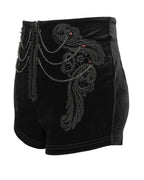 Black Velvet Zip Chain Hot Pants