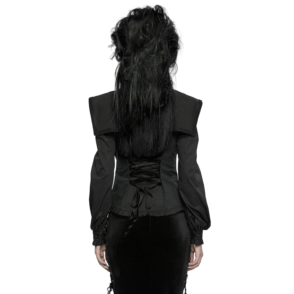 Embroidered Gothic High Neck Shirt Blouse