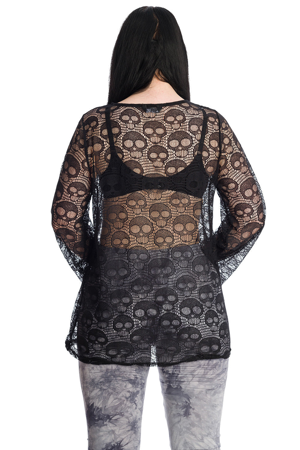 Skull Mesh Long Sleeve Top
