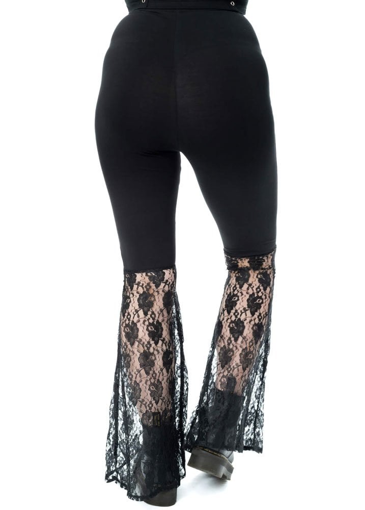Crucifix Lace Mesh Flared Pants