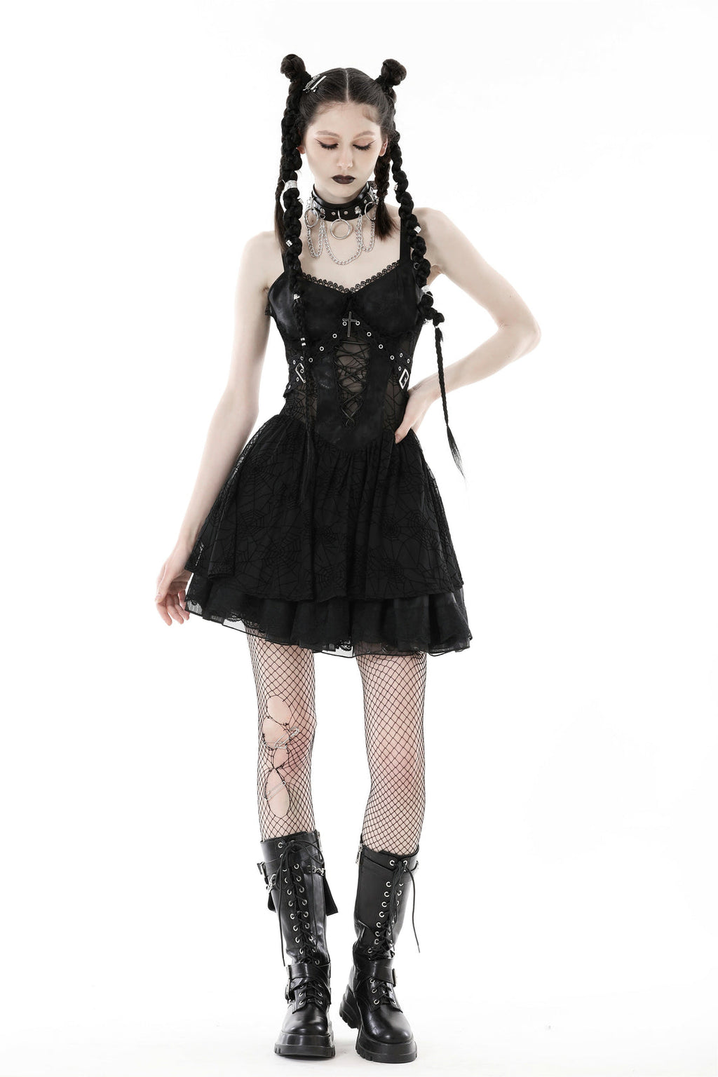 Cobweb Mesh Crucifix Dress