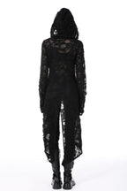 Ripped Hooded Half Zip Long Jacket