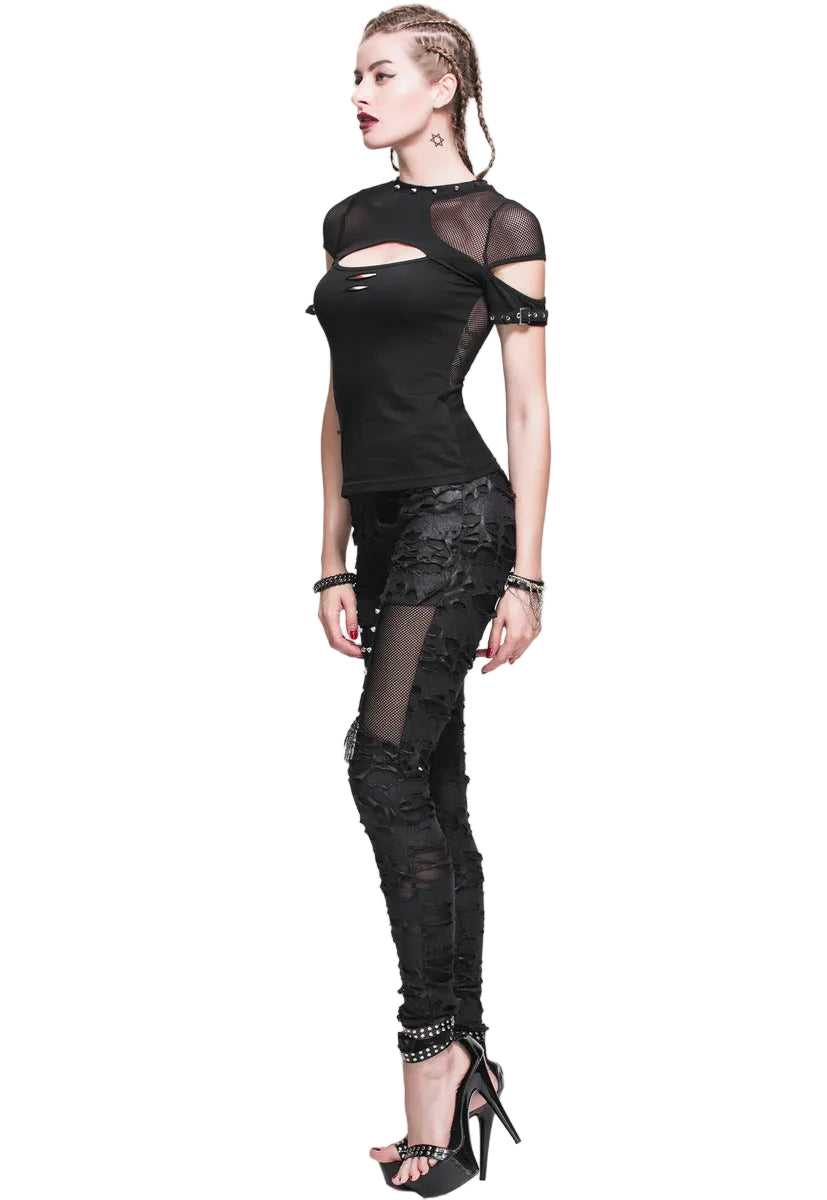 Thigh Net Skeleton Hand Shredded Leggings