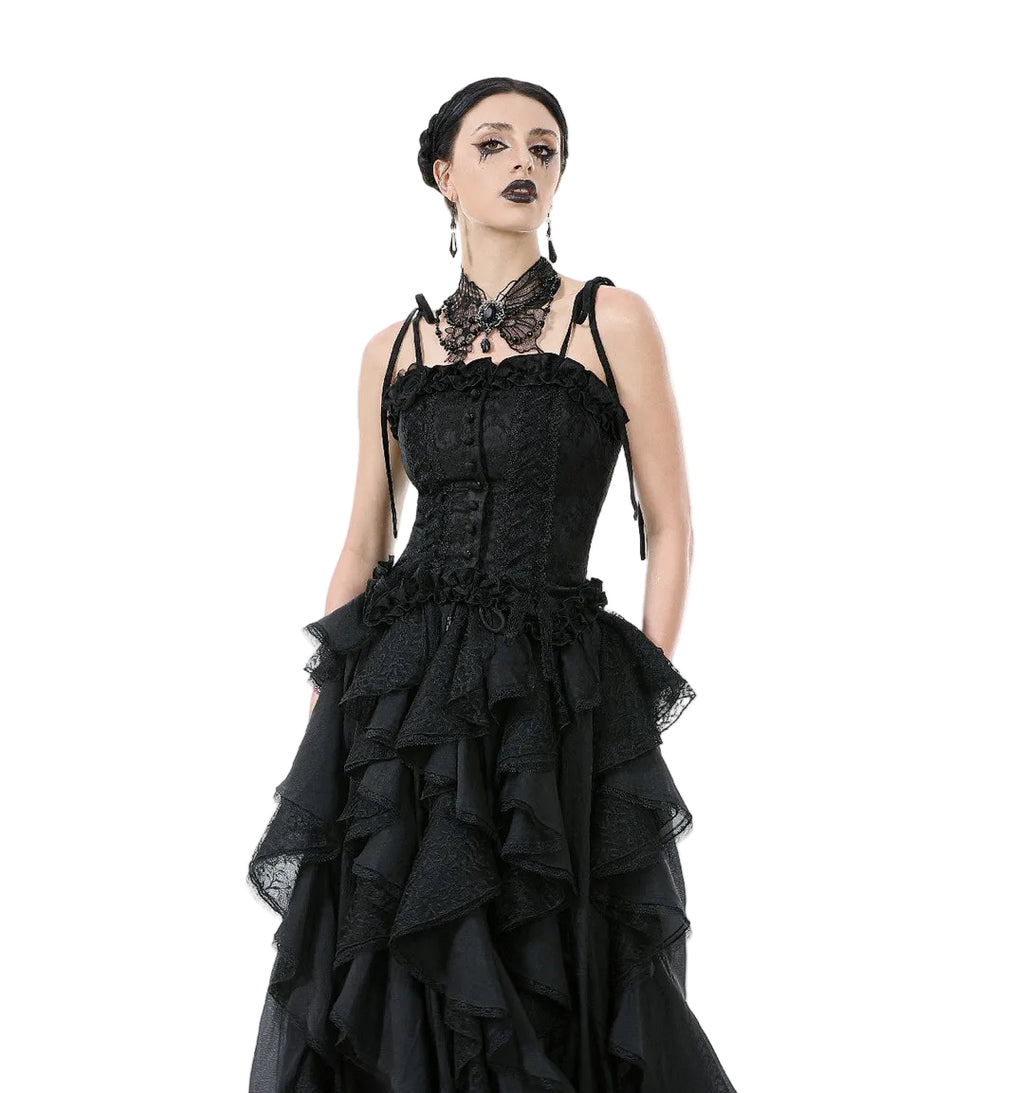 Lace Frill Ribbon Corset Top