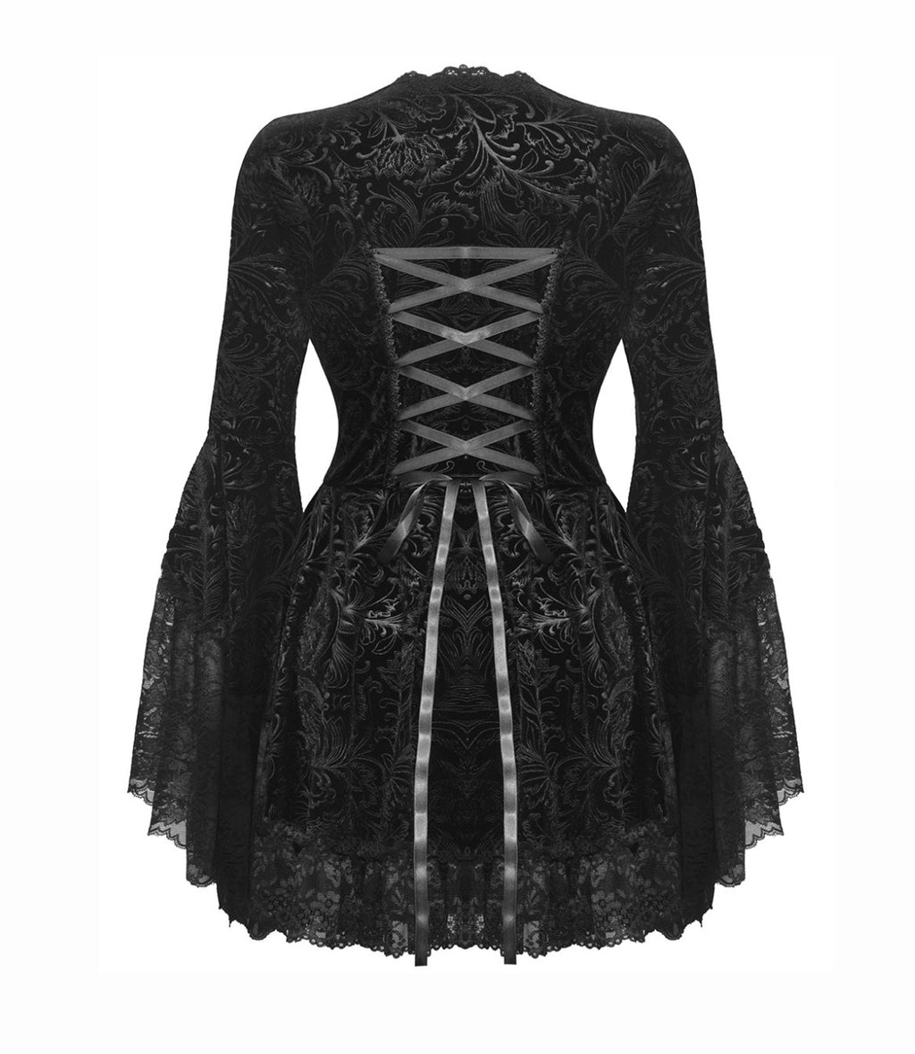 Velvet Lace Bell Sleeve Mini Dress