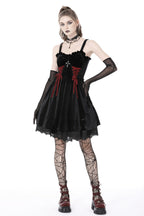 Bloody Lace Up Velvet Dress