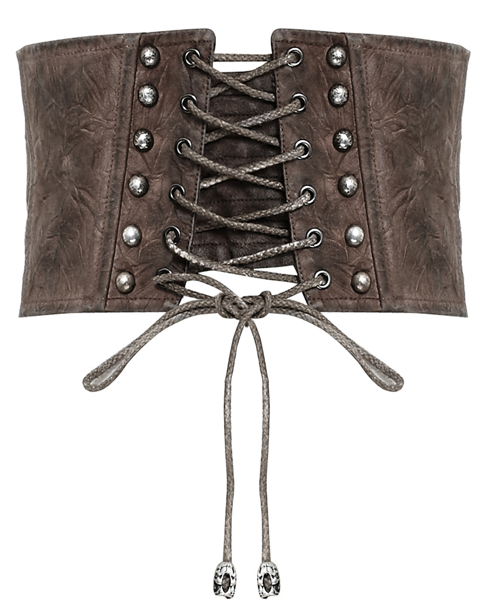 Brown Cinched Buckle Corset