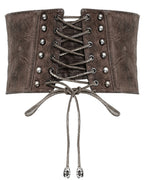 Brown Cinched Buckle Corset