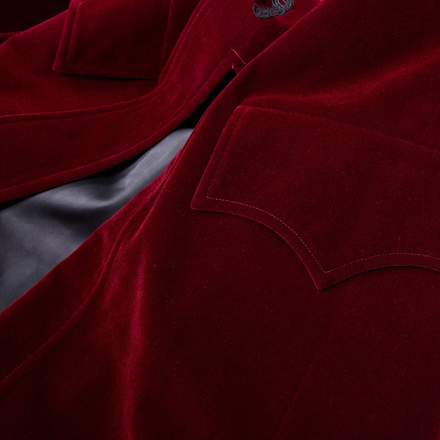 Mid Length Elegant Red Velvet Gothic Coat