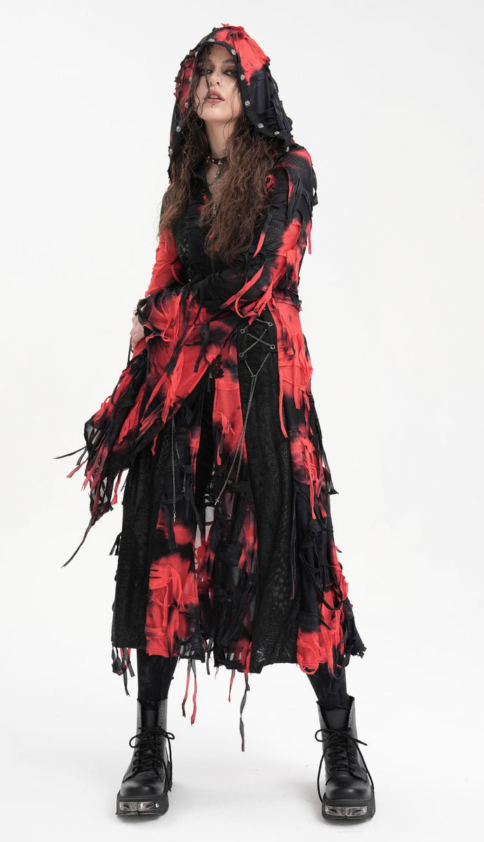 Black & Red Bloody Shredded Hood Jacket