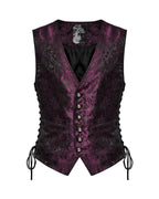 Red Lace Up Brocade Waistcoat