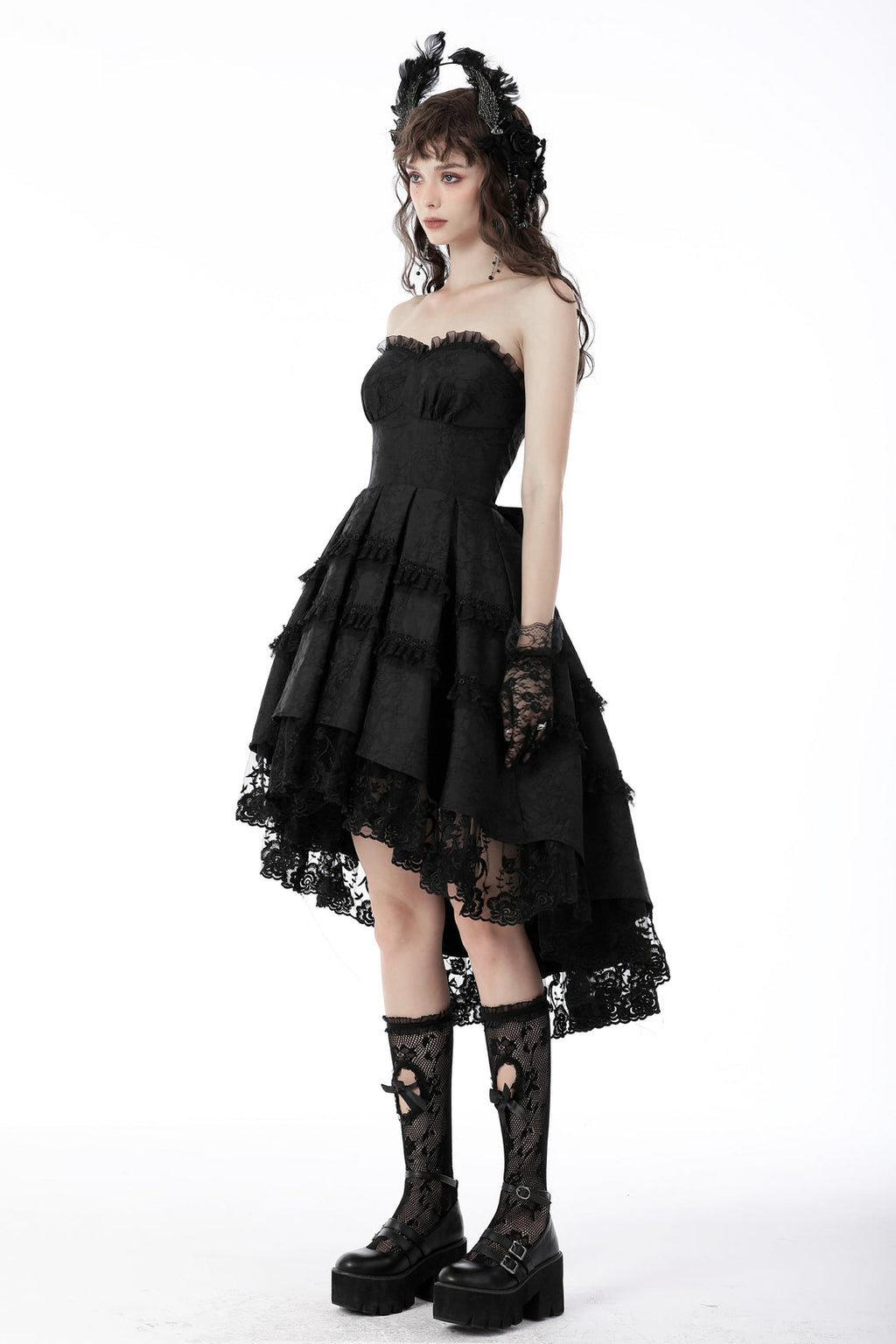 Pleated Frill Big Bow Prom Dress