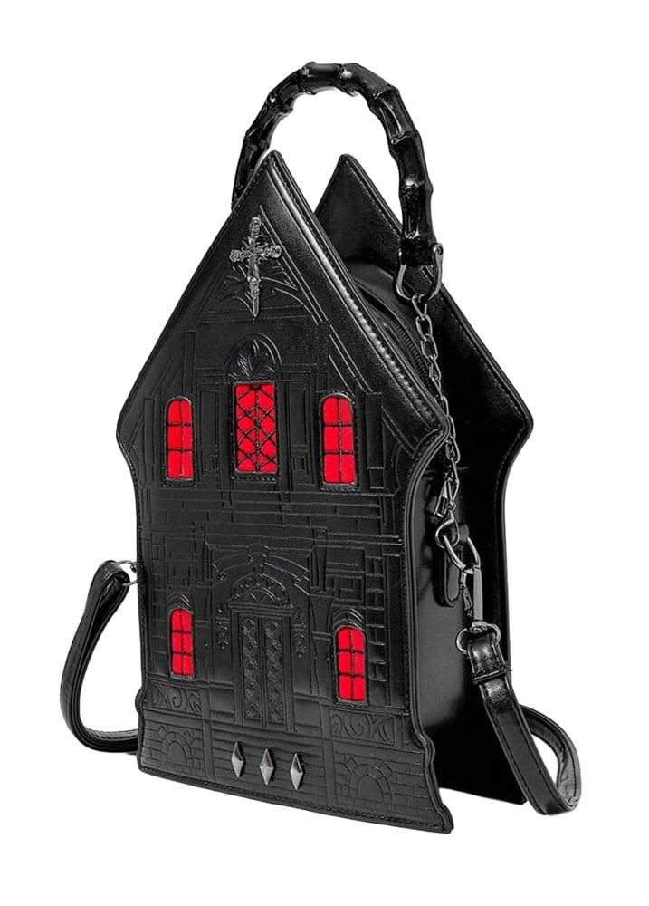 Red Haunted House Crucifix Bag