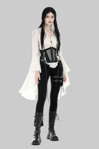 Cream Flared Sleeve Key Heart Charm Blouse