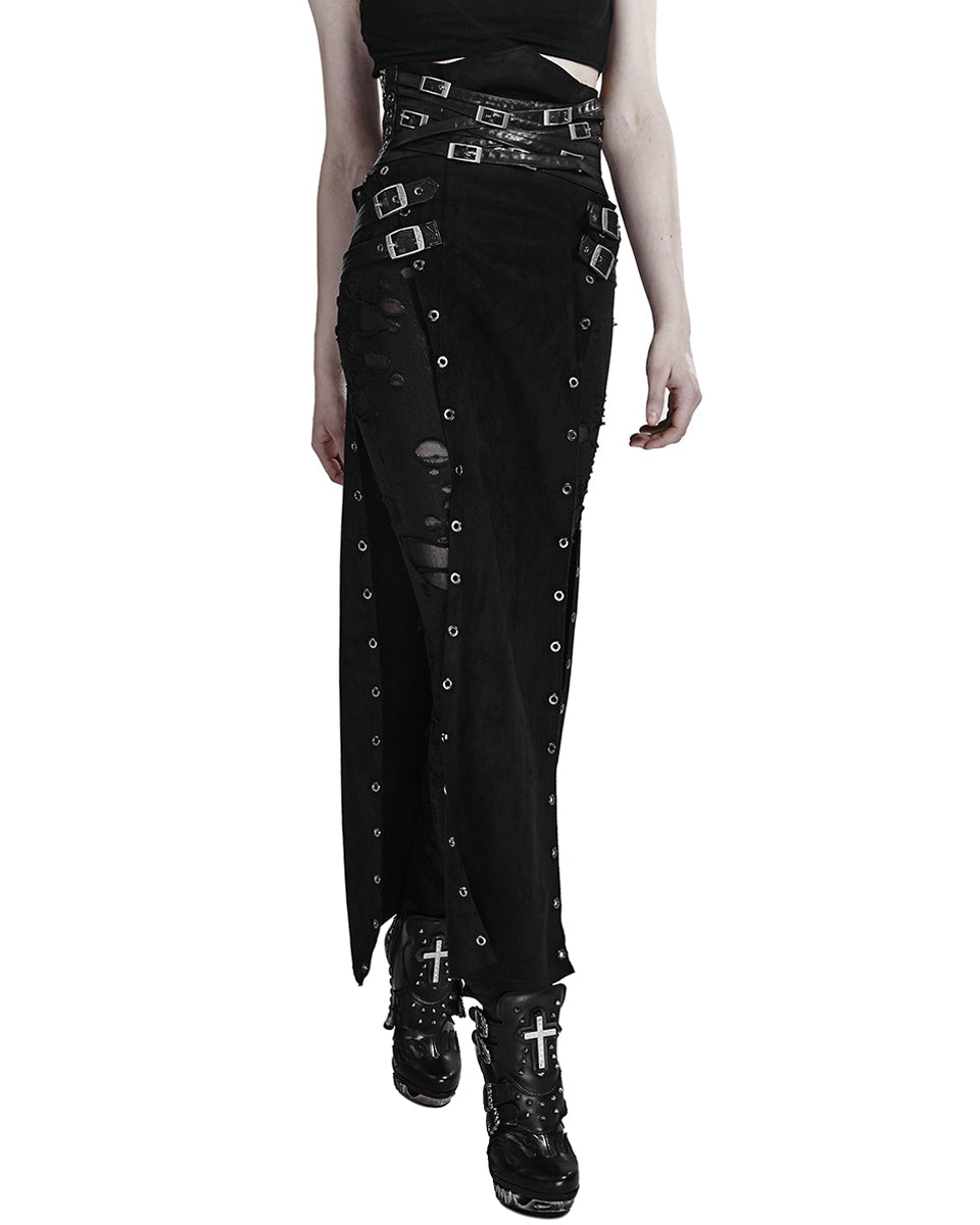Katana Buckle Side Split Skirt