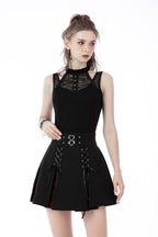 Sleeveless Halter Neck Net Tank Top