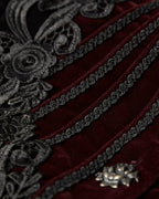 Black & Red Crafted Gothic Velvet Jacket