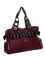 Black & Red Stripe Handcuff Eyelet Handbag