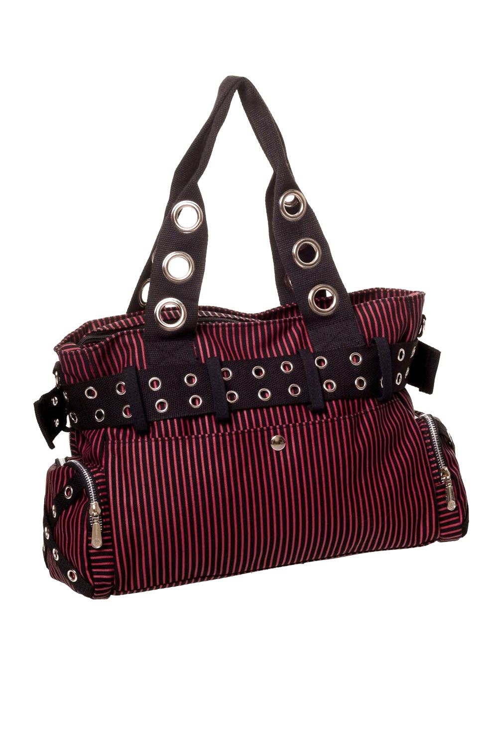 Black & Red Stripe Handcuff Eyelet Handbag