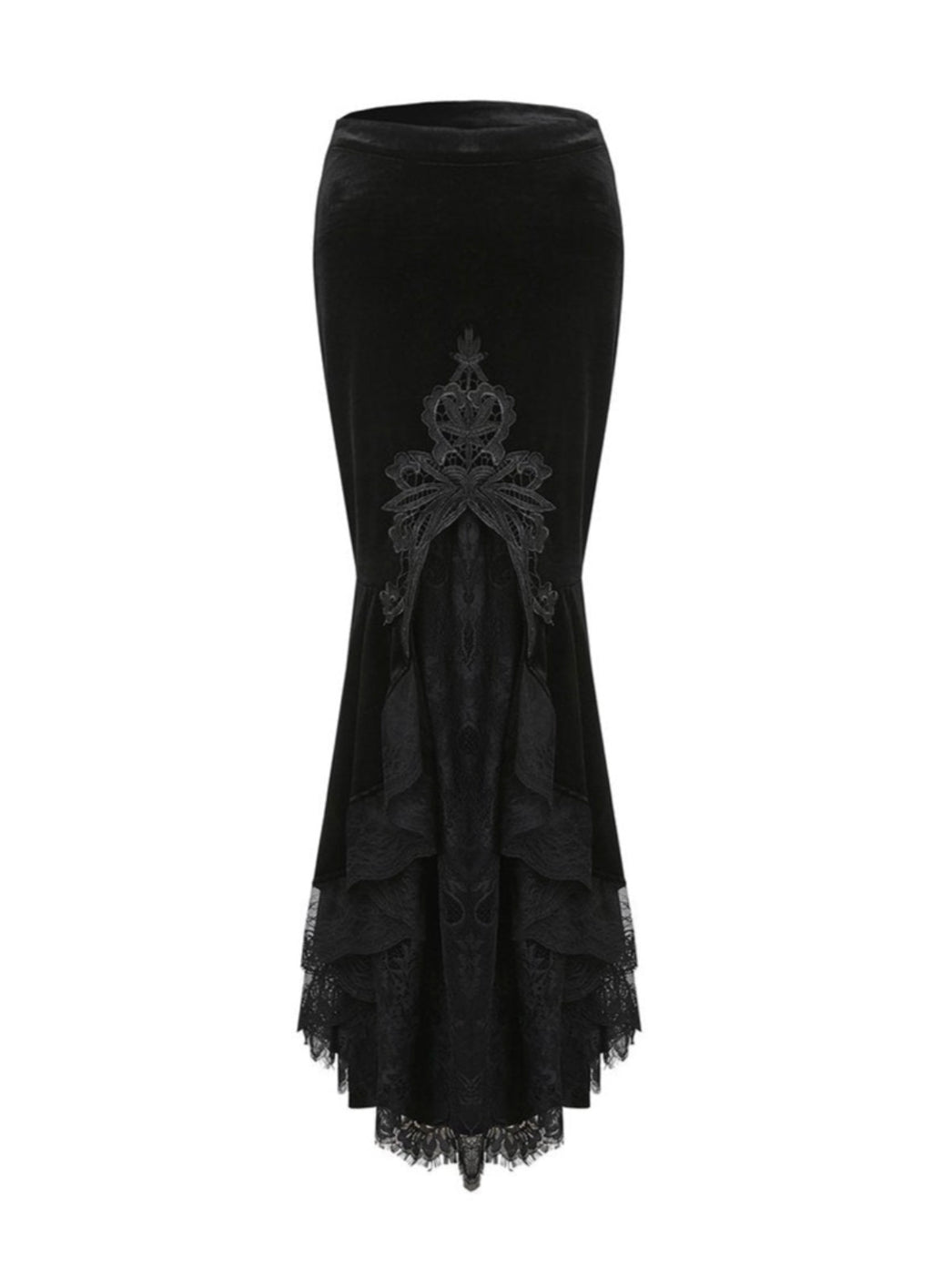 Mermaid Tail Velvet Lace Maxi Skirt