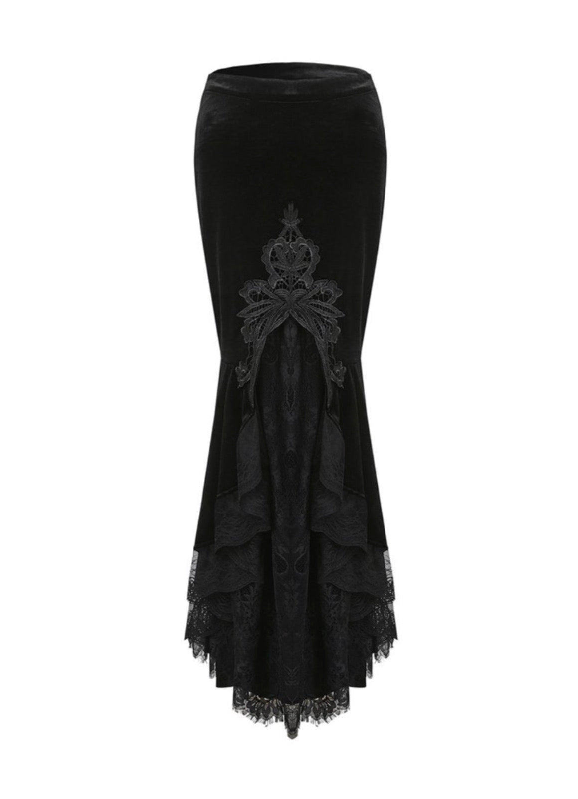 Mermaid Tail Velvet Lace Maxi Skirt