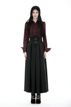 Wine Ruffle Long Sleeve Shirt