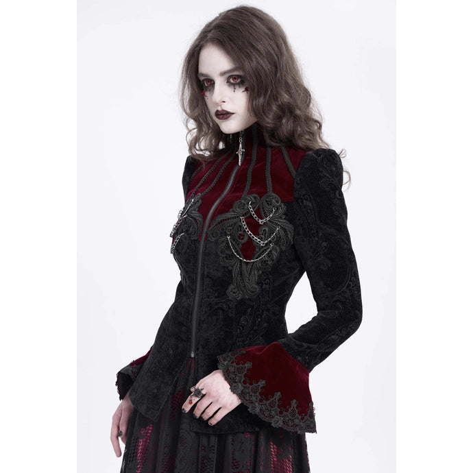 Black & Wine Chained Velvet Jacket