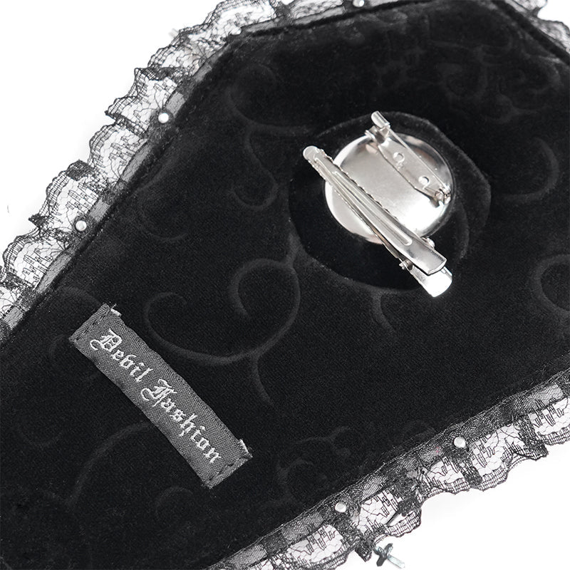 Gothic Crucifix Coffin Shape Jewlerry Clip Broach