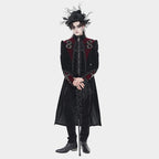 Big Buckle Long Velvet Black Gothic Jacket