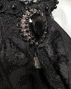 Black Ruffle Jewel Cravat