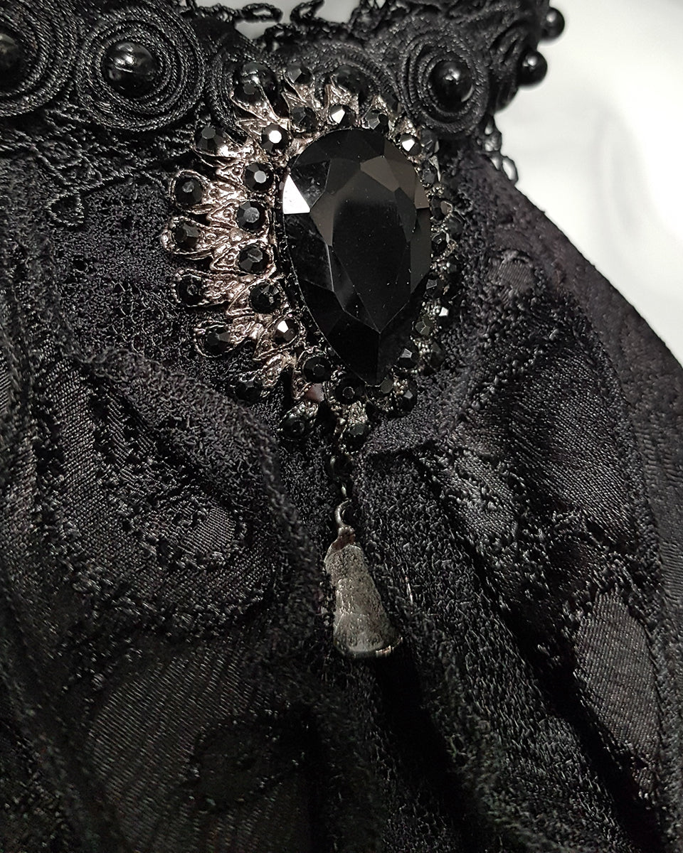Black Ruffle Jewel Cravat