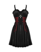 Bloody Lace Up Velvet Dress