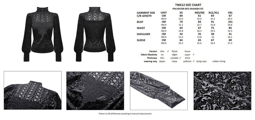 High Neck Jacquard Velvet Blouse