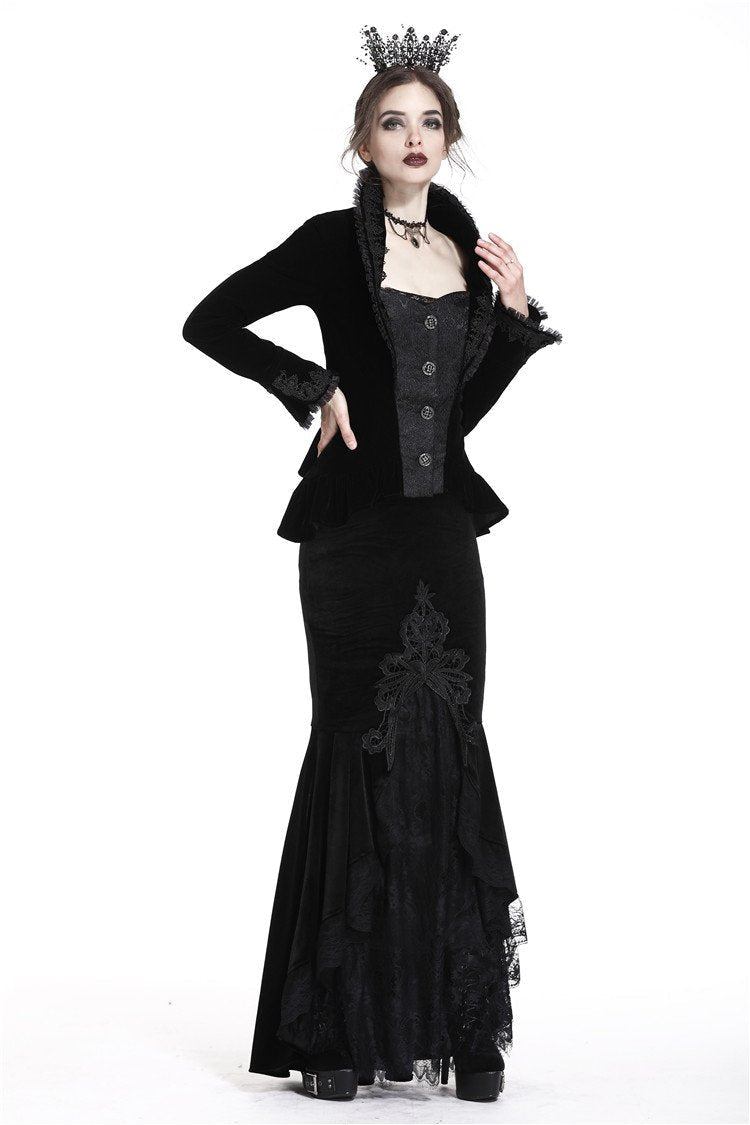 Mermaid Tail Velvet Lace Maxi Skirt