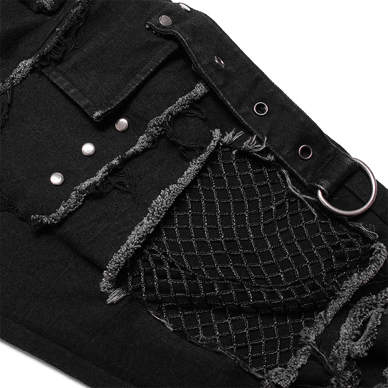 Punk Net Cutout Trousers