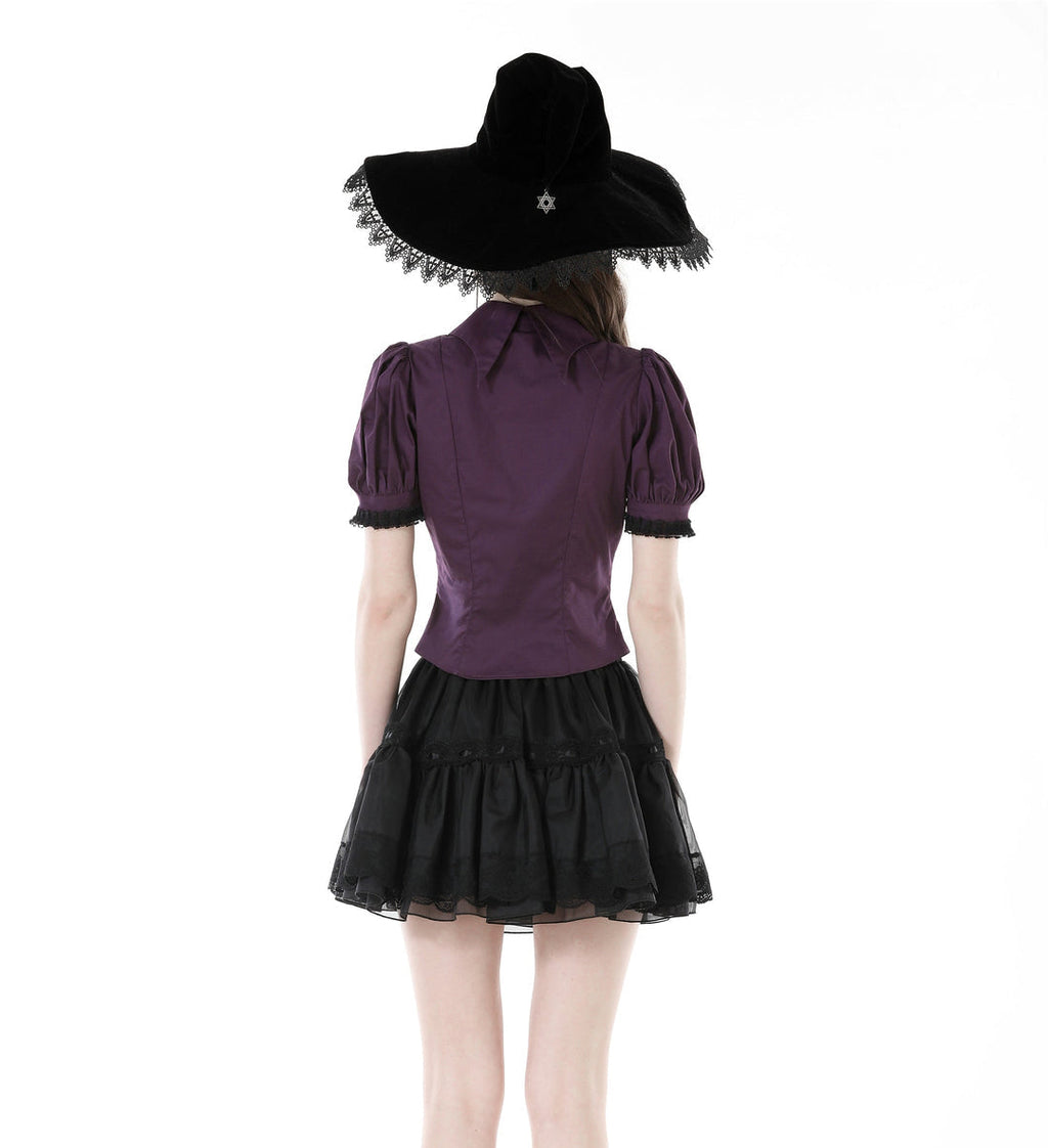 Purple Moon Witch Ruffle Blouse